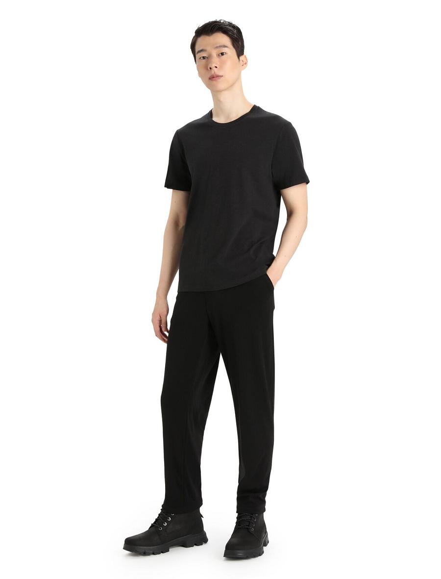 Black Men's Icebreaker MerinoFine™ Interlock Pants | USA 1119GSOL